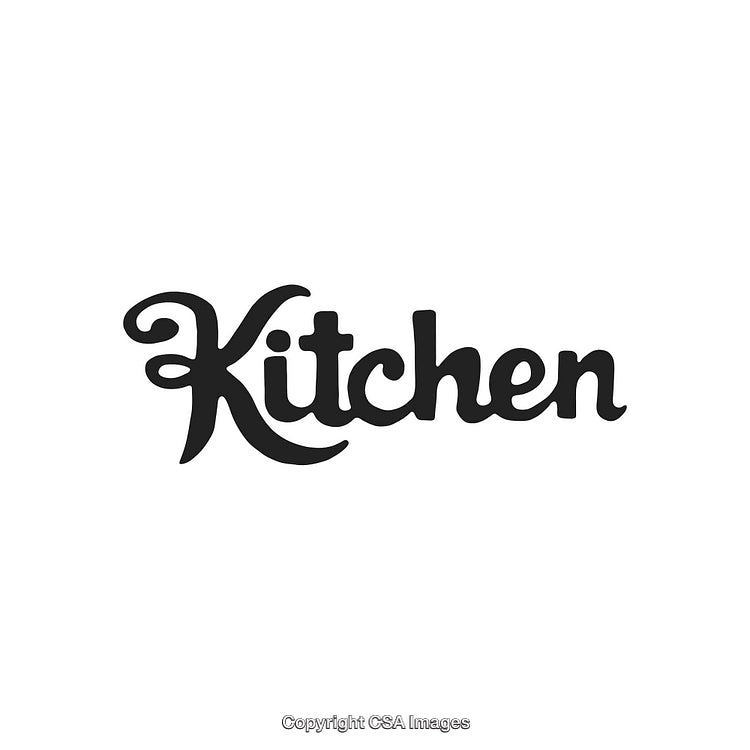 Elegant Typographic Illustration Featuring the Word Kitchen in Decorative Font Style