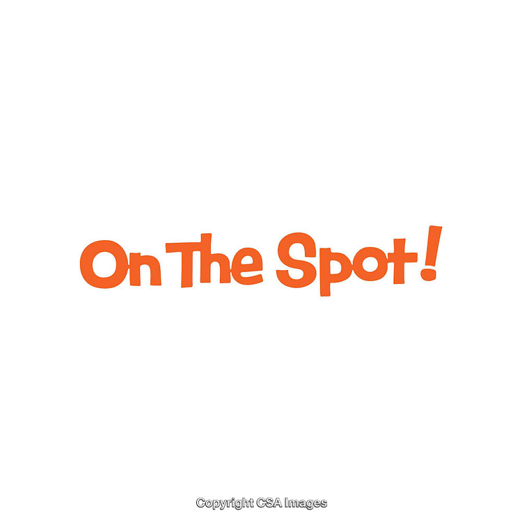 Bright Orange Text Reading 'On The Spot!' on White Background