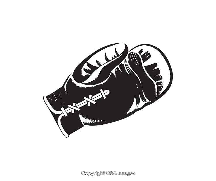 Vintage Black and White Boxing Glove Illustration