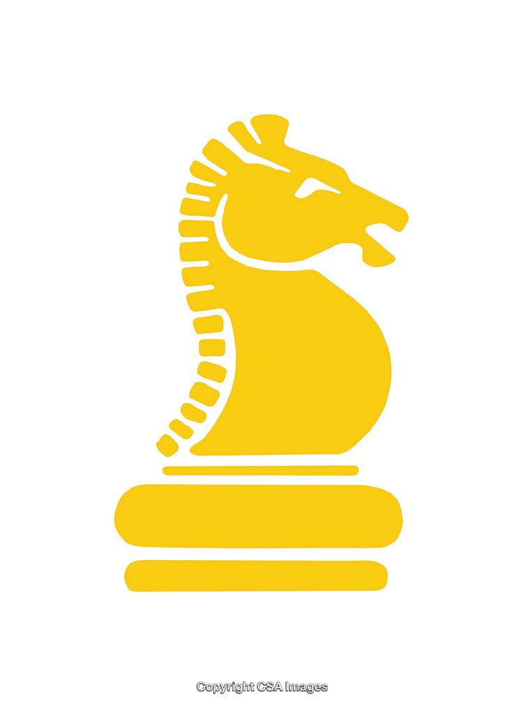 Yellow Horse Chess Knight Icon on a White Background