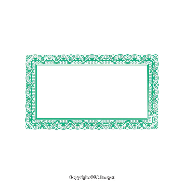 Intricate Rectangular Border Design with Green Patterned Elements on White Background