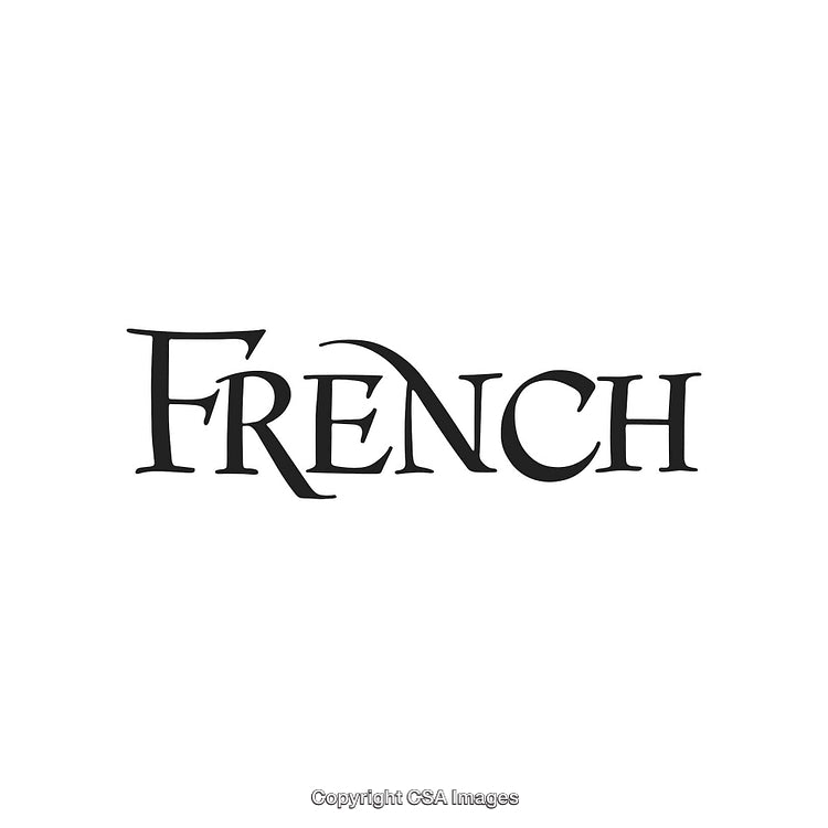Elegant Black Lettering Displaying the Word French on White Background