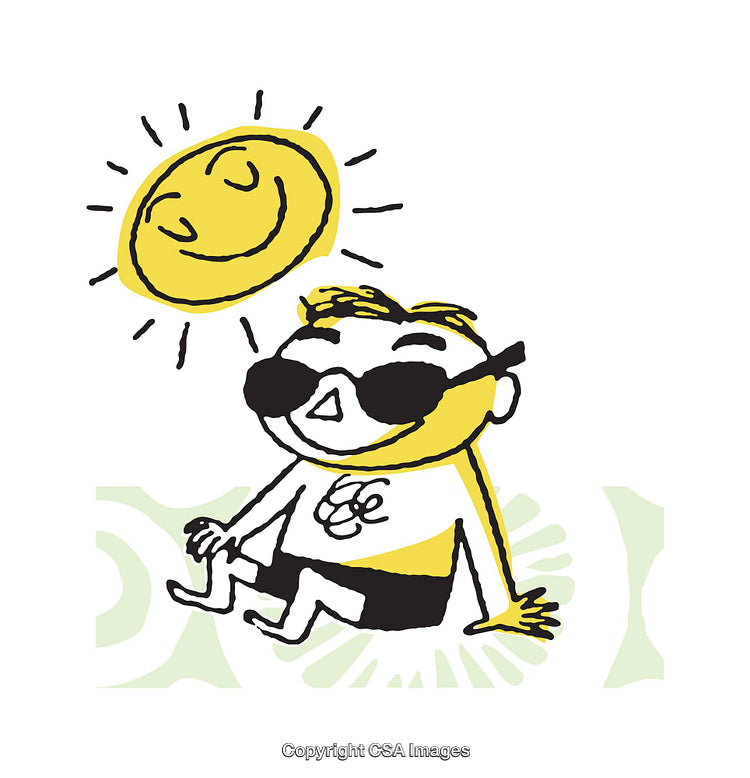 Cartoon Sun Illustration With a Relaxed Sunglasses Character in Summer Vibes