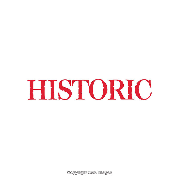 Bold Red Historic Text on White Background for Design Use