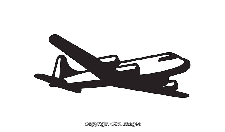 Black And White Airplane Icon Silhouette for Travel And Aviation