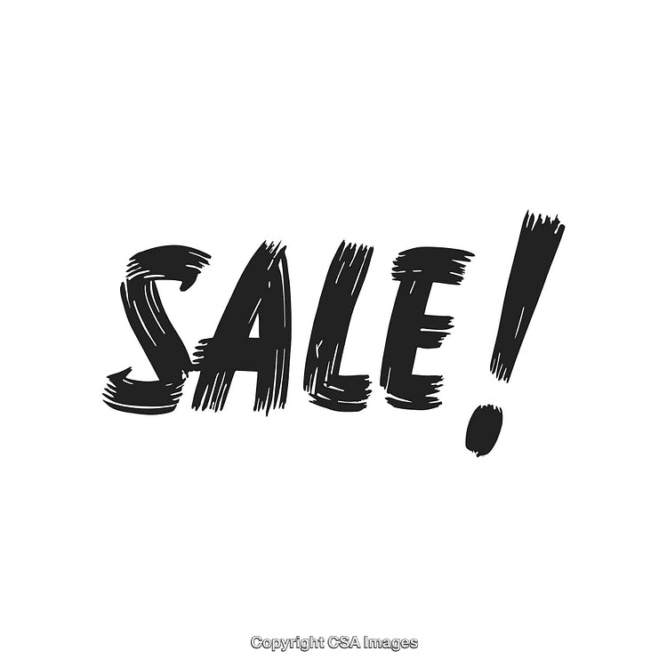 Black Brushstroke Sale Text Announcement on a White Background