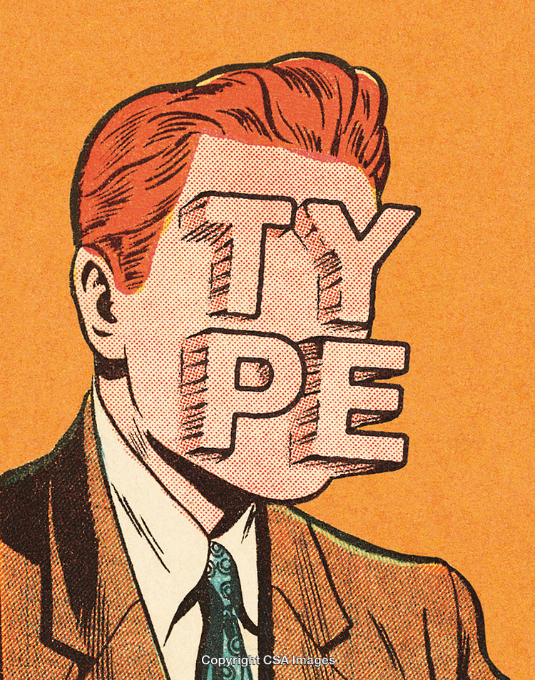 Retro Pop Art Illustration of Man With Typography Overlay on Face