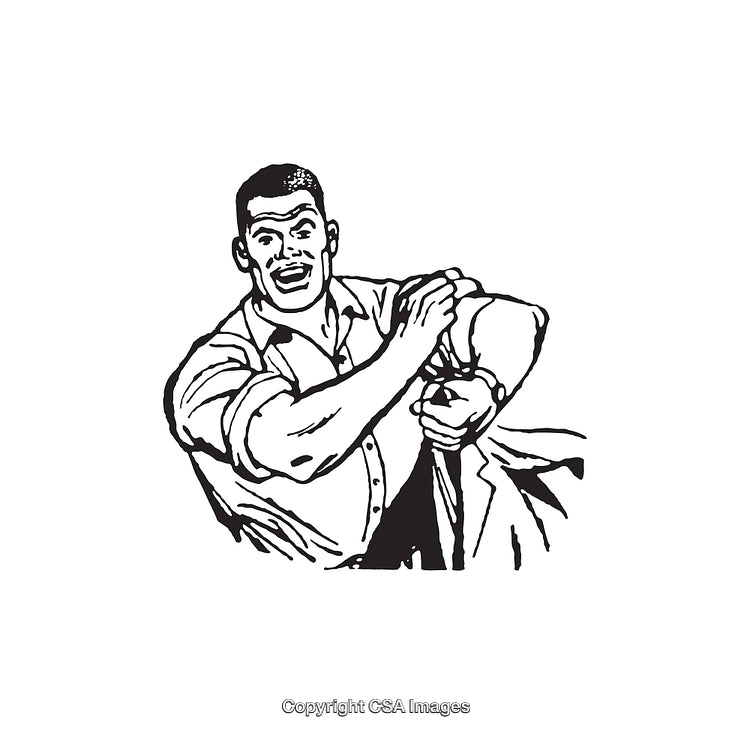 Retro Line Art Illustration of a Man Adjusting His Sleeve