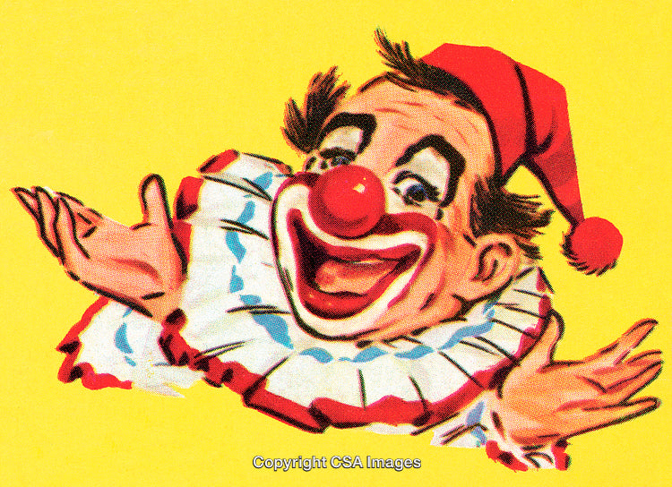 Cheerful Clown in Costume Against a Bold Yellow Background