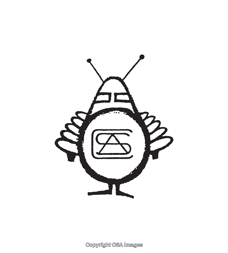 Black and White Illustration of a Simplistic Alien-Like Character Design