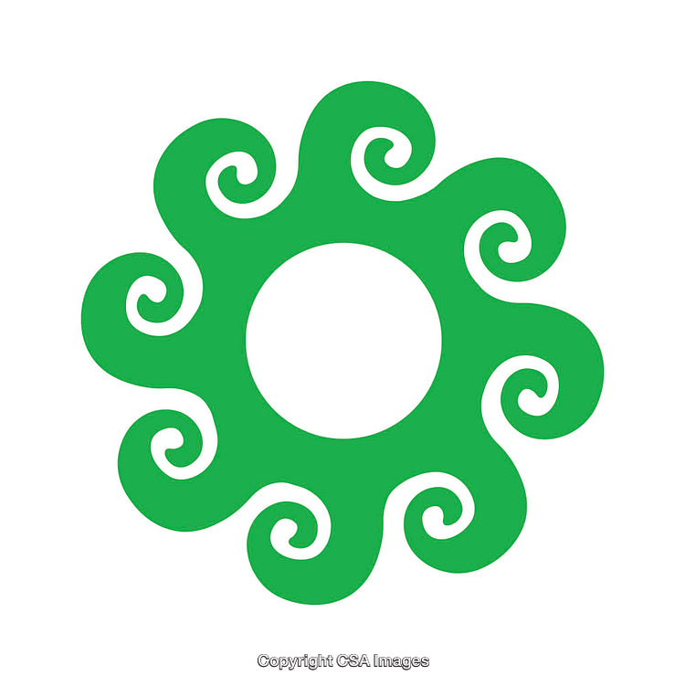 Green Spiral Icon Design Resembling a Sunflower with Swirl Patterns