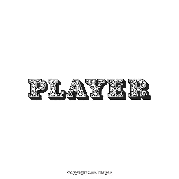Vintage Style Typography Featuring the Word 'Player' in Ornate Decoration