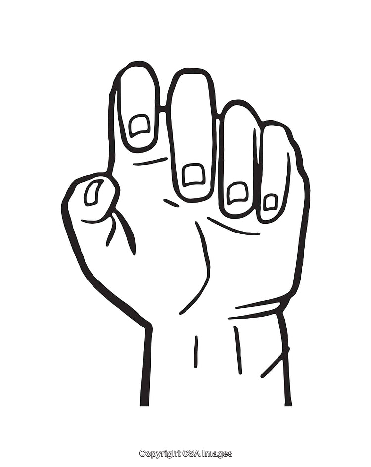 Black and White Line Art Illustration of Hand in Fist Gesture