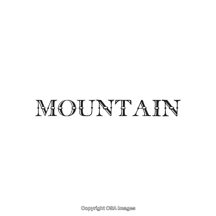 Mountain-Themed Text in Vintage Style with Decorative Elements