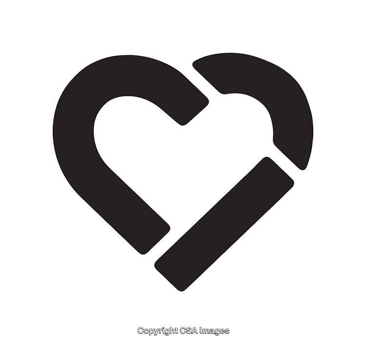 Minimalist Black and White Heart Design Icon Isolated on White