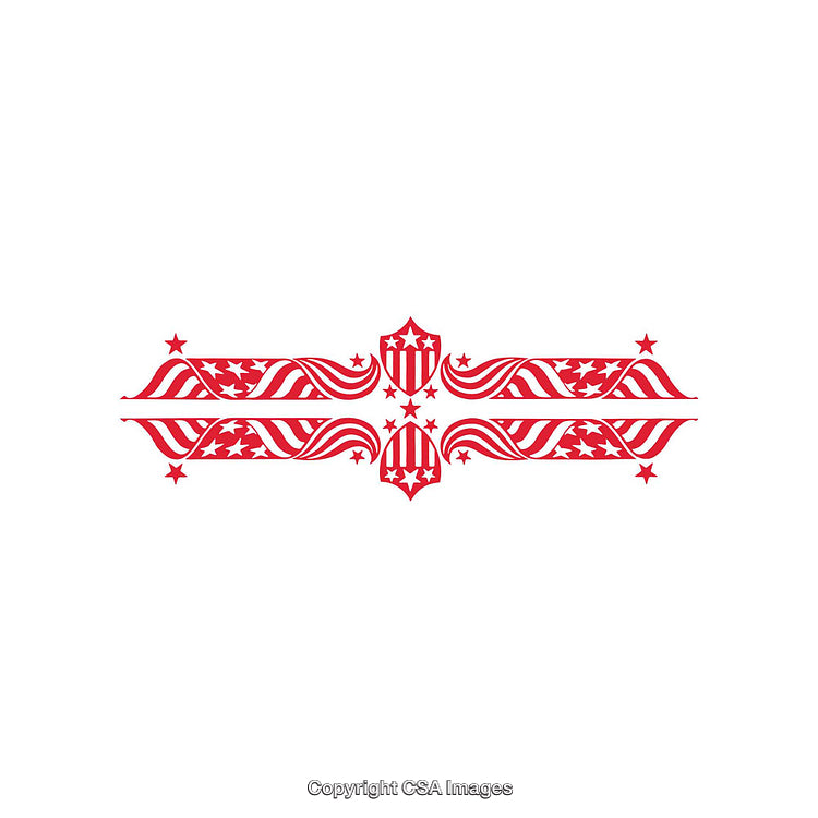 Red Elegant Patriotic Ornament with Stars and Stripes Shield Design