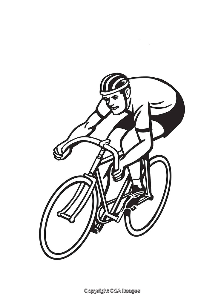 Black and White Line Art of a Cyclist in Motion