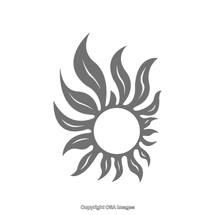 Decorative Sun Shape With Wavy Rays Silhouette