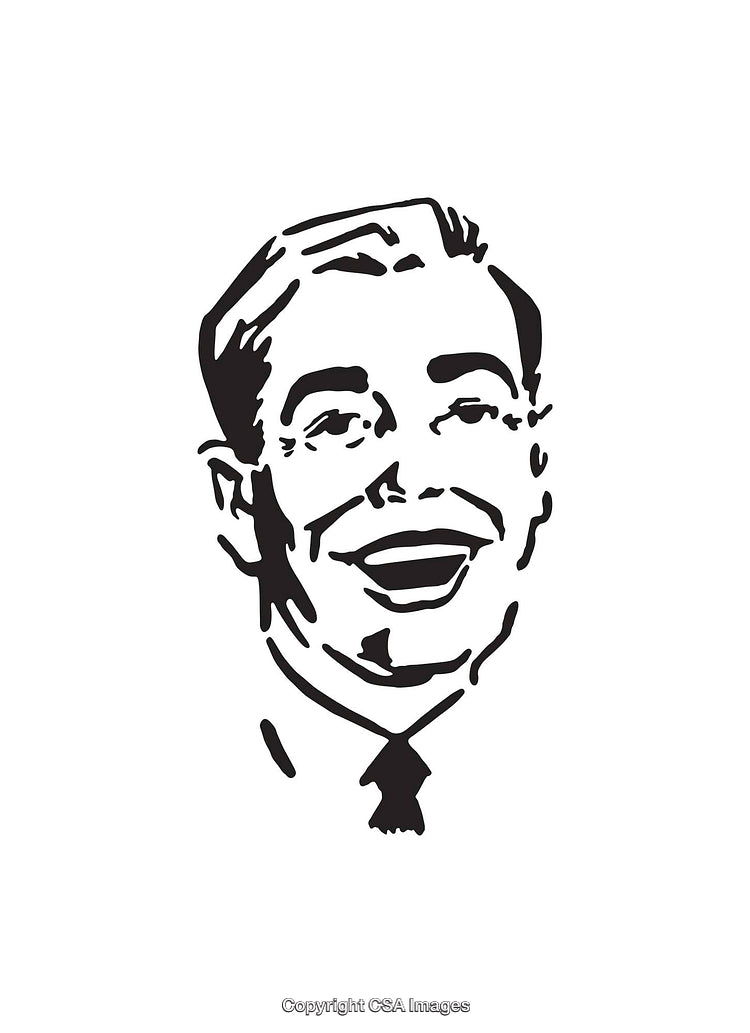 Hand-Drawn Vintage Style Male Portrait Line Art Illustration