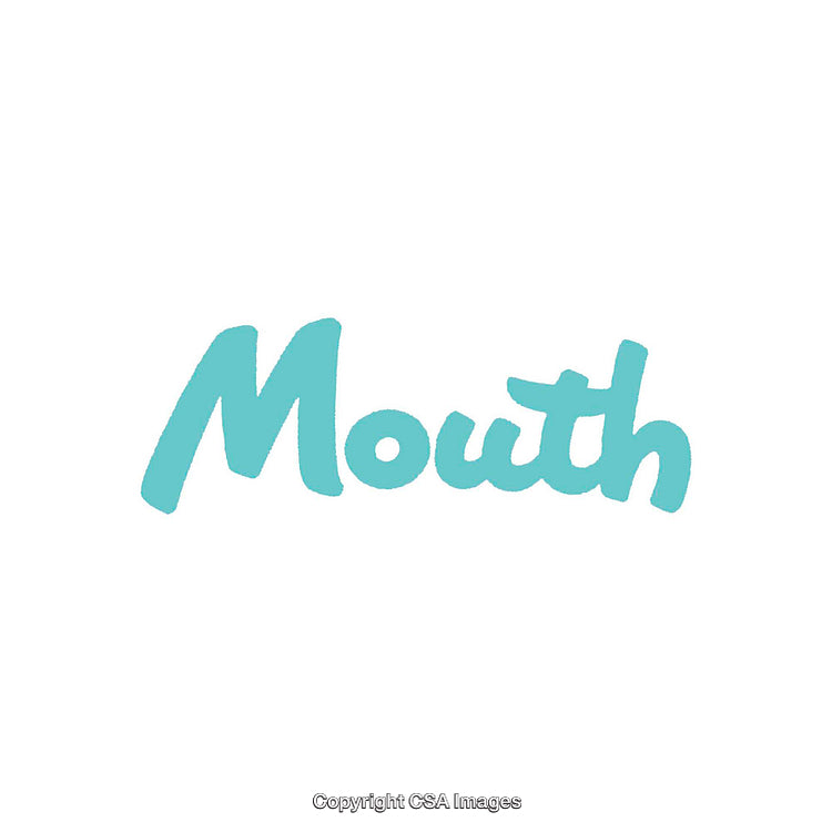 Minimalistic Vector Artwork Featuring the Word 'Mouth' in Blue Text