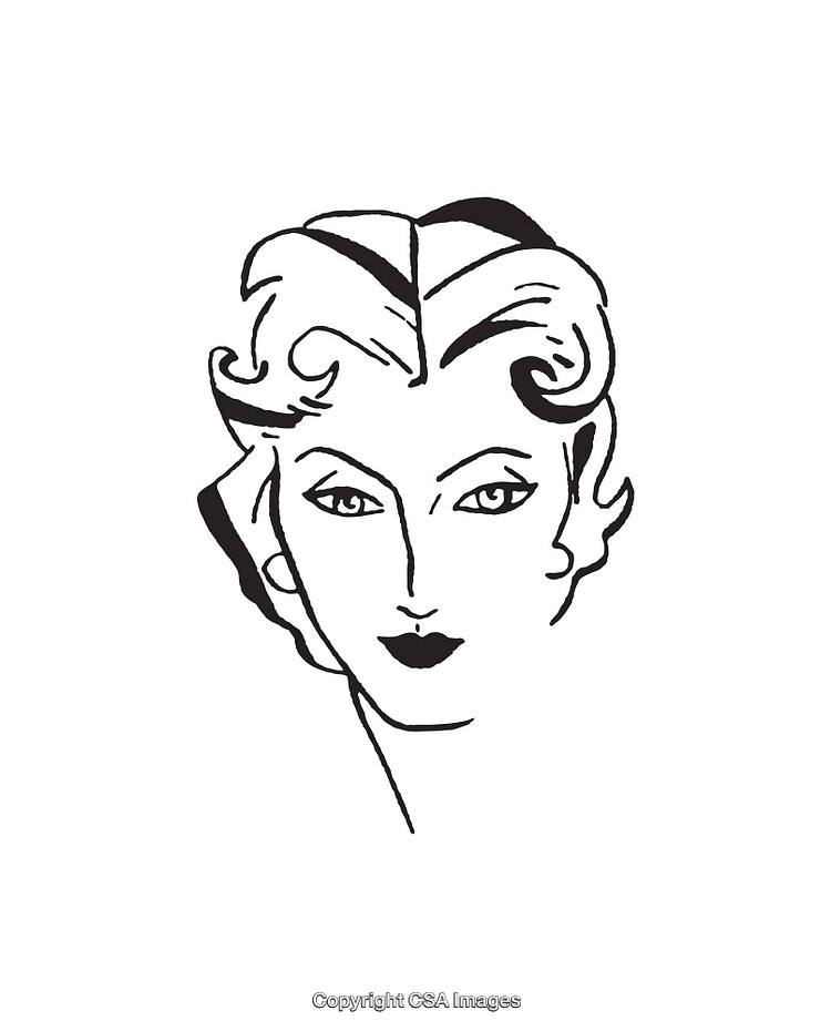 Black And White Illustrated Female Portrait Line Art Design