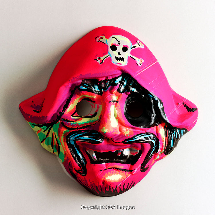 Brightly Colored Pirate Mask with Vibrant Design and Skull Detail