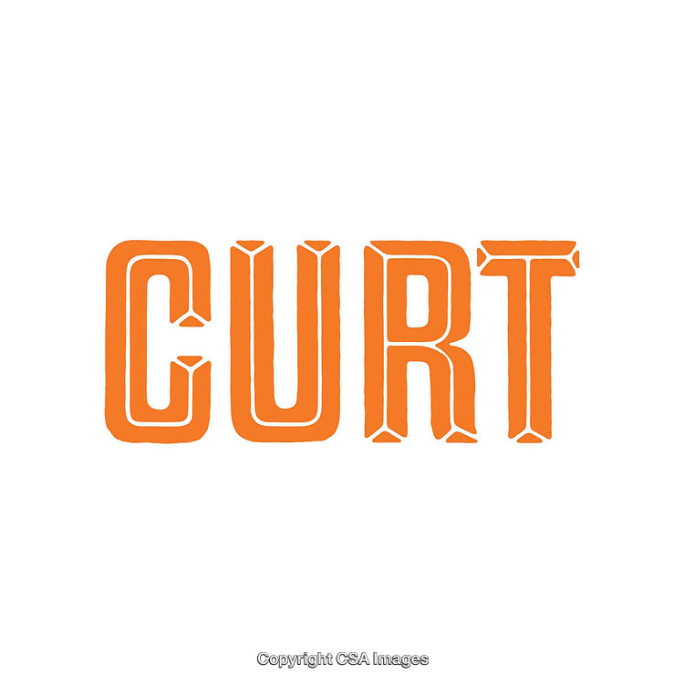 Bold Orange Text of the Word 'Curt' in Unique Typography