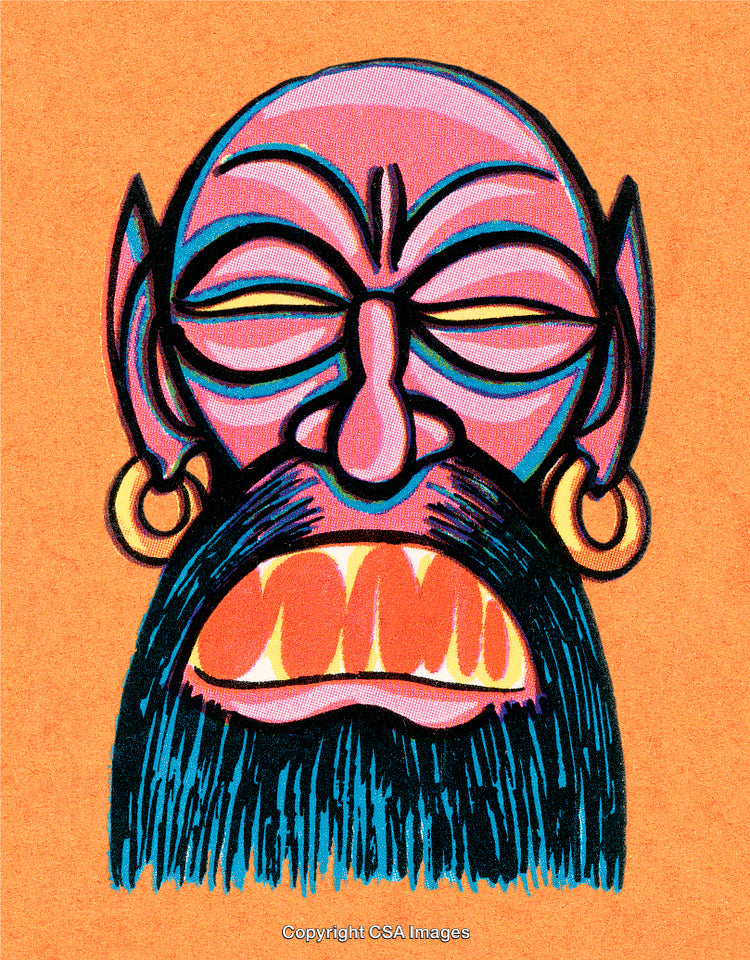 Colorful Illustration of a Fantasy Character With Bold Facial Features