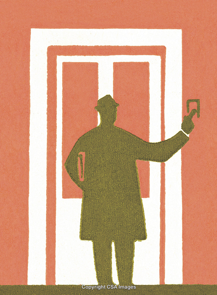 Silhouette of Man Holding Object in Abstract Framed Background