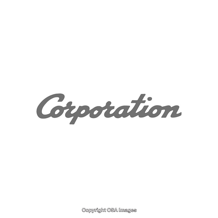 Gray Script Font Depicting the Word Corporation on a White Background