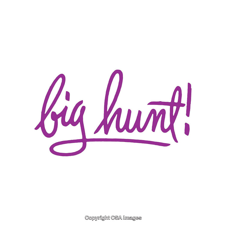 Vibrant Handwritten Phrase 'Big Hunt' on White Background