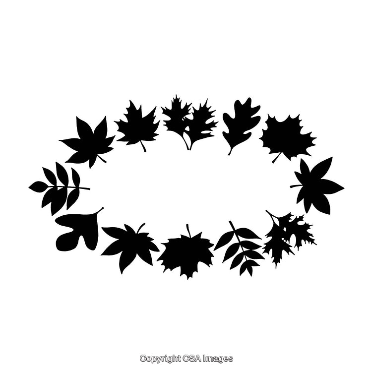 Black and White Silhouette Leaf Border With Various Shapes for Decoration