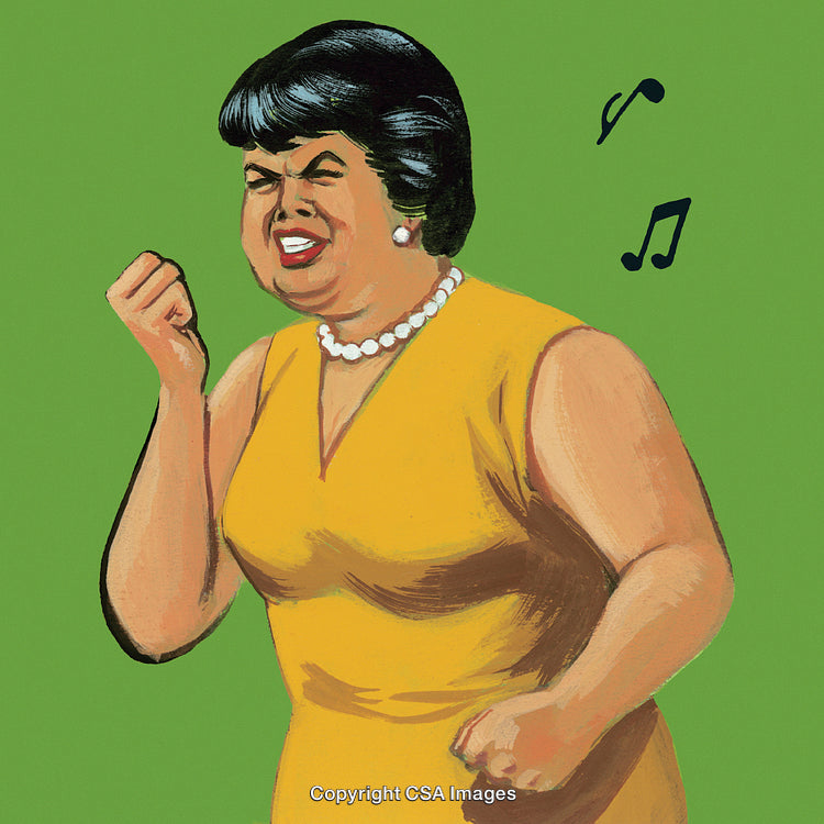 Illustration of a Woman Singing Enthusiastically With Vibrant Emotion and Energy