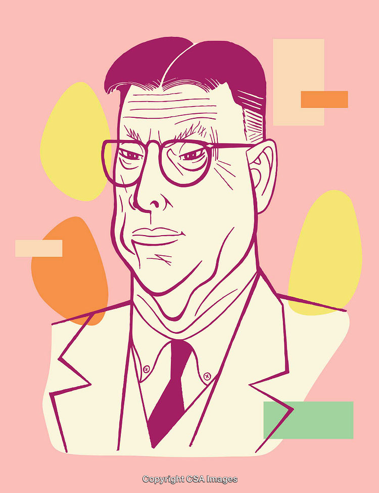 Colorful Abstract Line Art Portrait on Pink Background