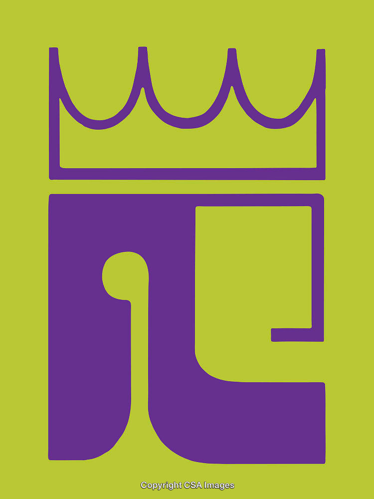 Abstract Crown and Symbol Artwork with Bright Neon Colors