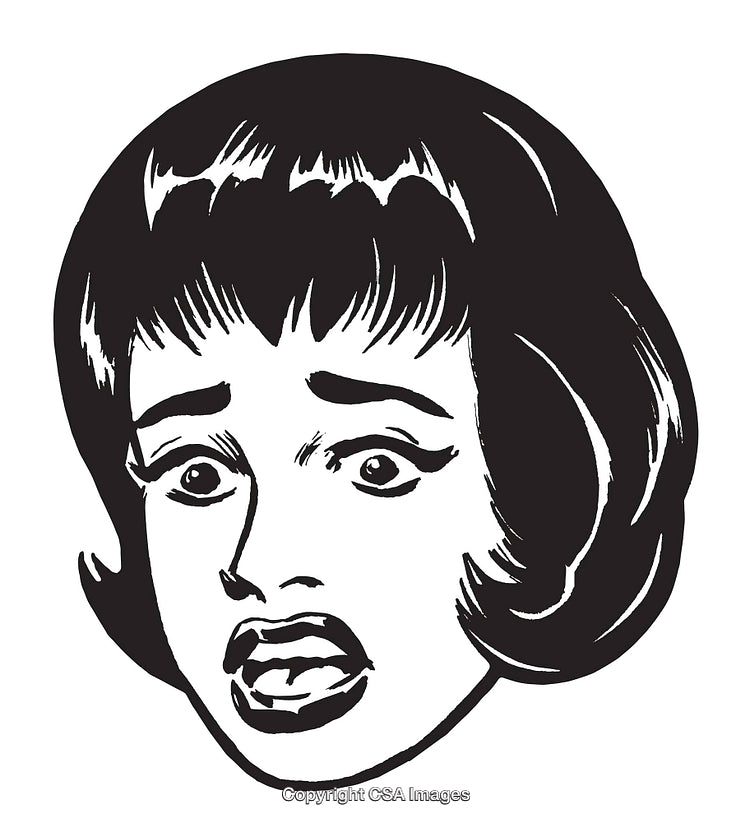 Retro Vintage Style Illustration of a Surprised and Shocked Woman's Face