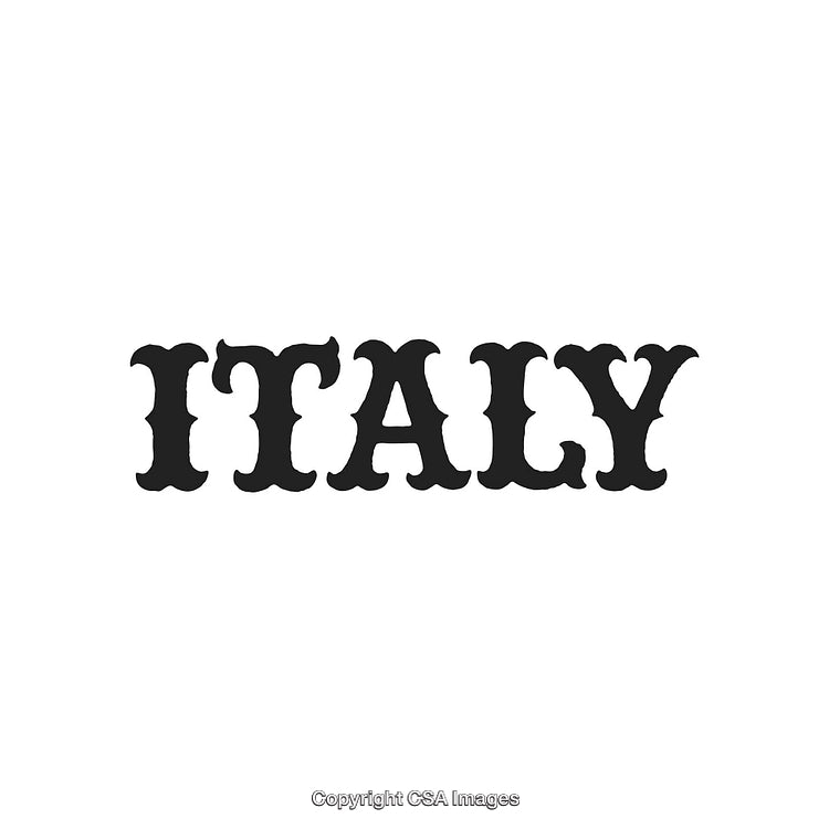 Retro Styled Black Typography of the Word Italy on White Background