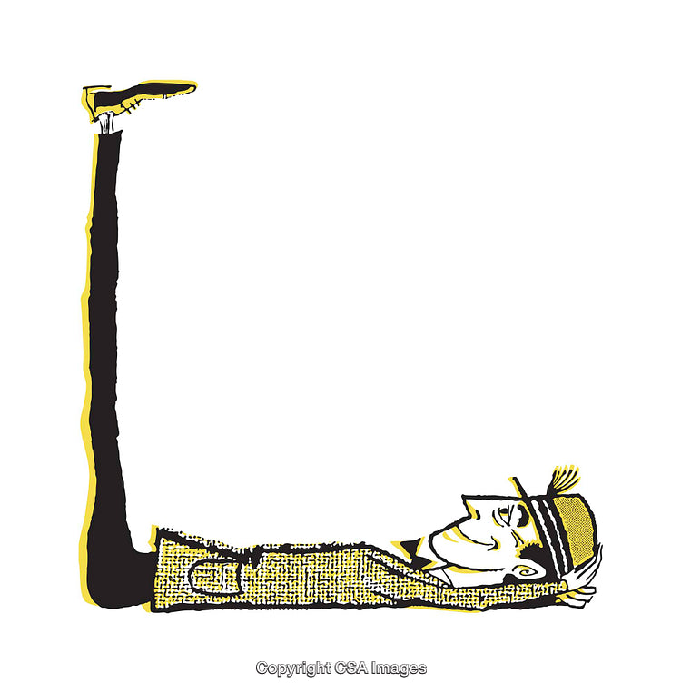 Whimsical Illustration of Man Relaxing With Extended Pose and Vibrant Colors