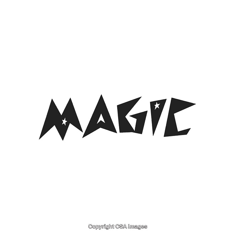 Stylized Black Magic Text With Star Elements on a White Background