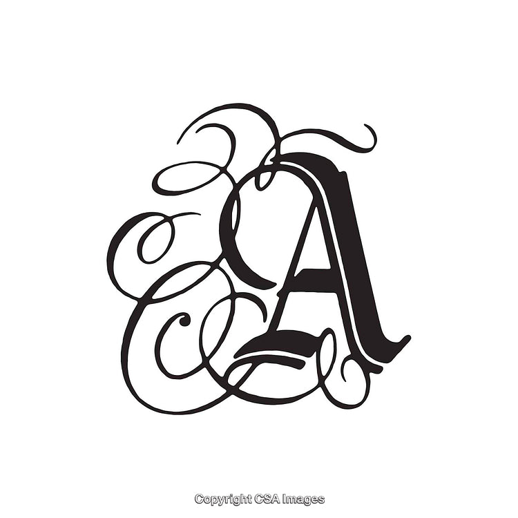 Elegant Swirling Design Featuring the Letter A in Black