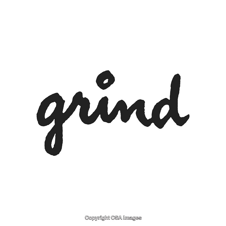 Handwritten Motivational Typography of the Word 'Grind' in Bold Black Script