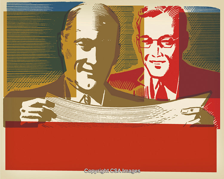 Two Businessmen Reading a Paper