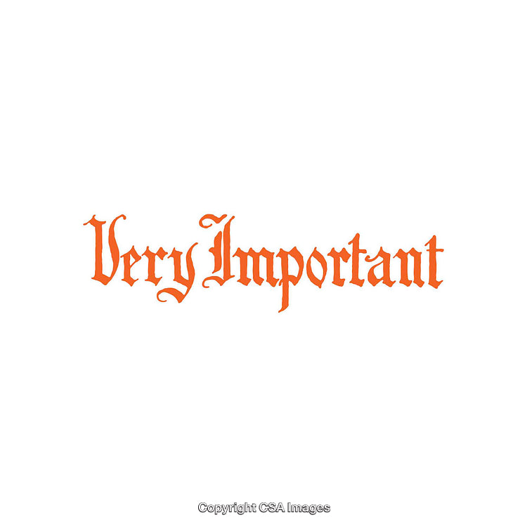 Orange Gothic Text Illustration Emphasizing Importance on White Background