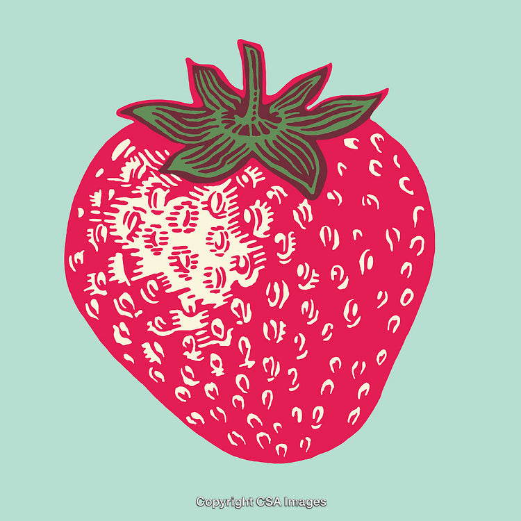 Colorful Line Art Illustration of a Strawberry with a Minimalist Style