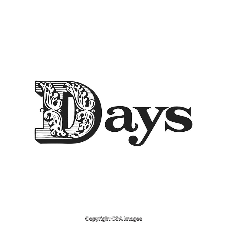 Ornate Lettering Design Spelling the Word 'Days' in Stylish Typography Style