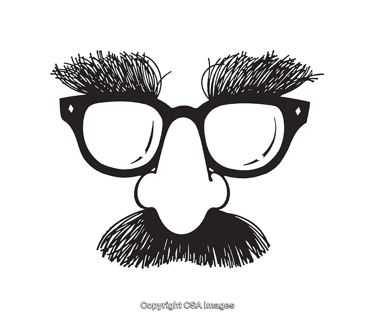 Black and White Line Art Illustration of a Disguise Prop