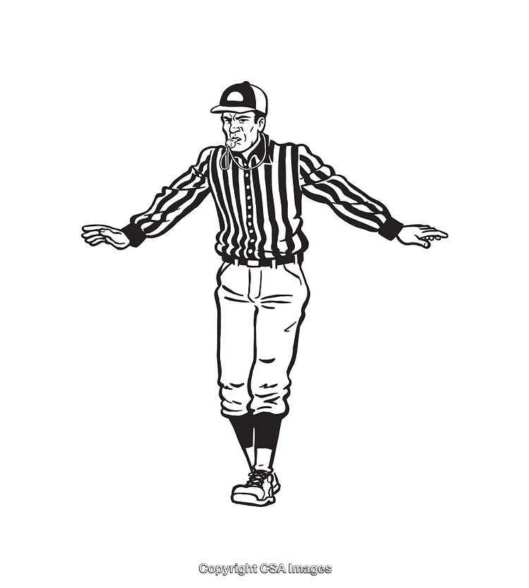 Black and White Illustration of a Sports Referee in Uniform