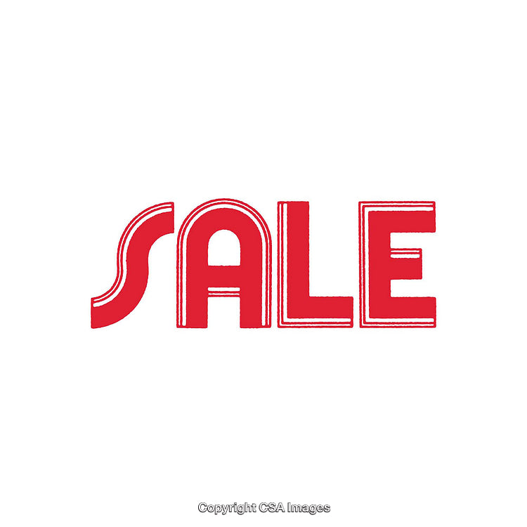 Red Sale Sign with Bold Text on White Background