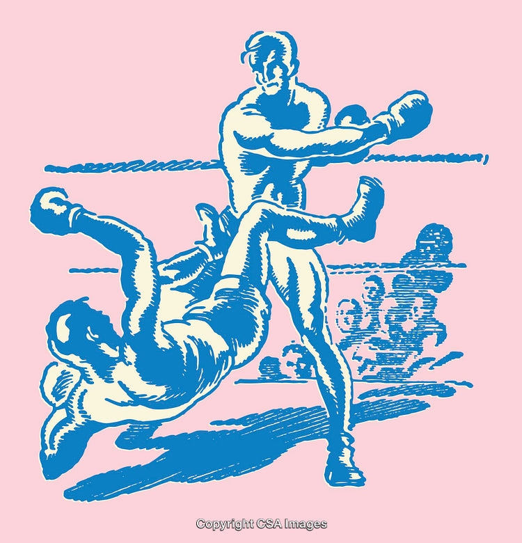 Dynamic Blue Boxing Illustration on a Pink Background