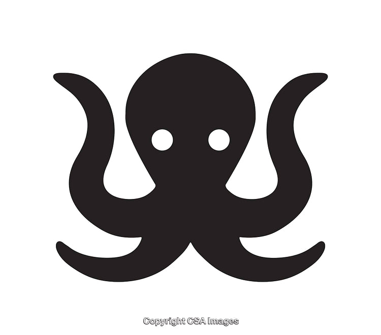 Minimalist Black and White Octopus Icon With Abstract Design